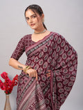 Womens Pure Mul Cotton Ajrakh Print Saree
