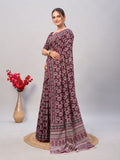 Womens Pure Mul Cotton Ajrakh Print Saree