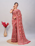 Womens Pure Mul Cotton Ajrakh Print Saree
