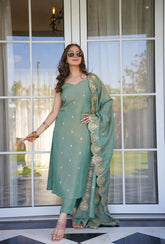 Womens Embroidered Kurti Pant with Dupatta