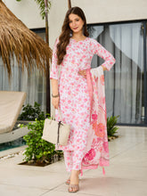 Women's Floral Printed Kurta-Pant with Dupatta