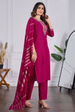 Womens Embroidered Kurti Pant with Dupatta