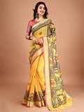 Kalamkari Zari Linen Saree