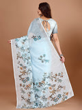 Floral Printed Zari Linen Saree