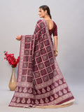 Womens Pure Mul Cotton Ajrakh Print Saree