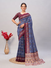 Womens Pure Mul Cotton Ajrakh Print Saree