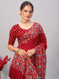 Womens Pure Mul Cotton Ajrakh Print Saree