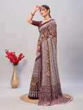 Womens Pure Mul Cotton Ajrakh Print Saree