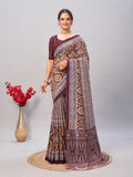 Womens Pure Mul Cotton Ajrakh Print Saree