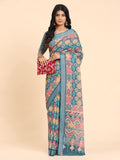 Floral Printed Zari Linen Saree