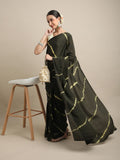 Womens Mehendi Leheriya Printed Saree
