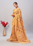 Womens Pure Mul Cotton Ajrakh Print Saree