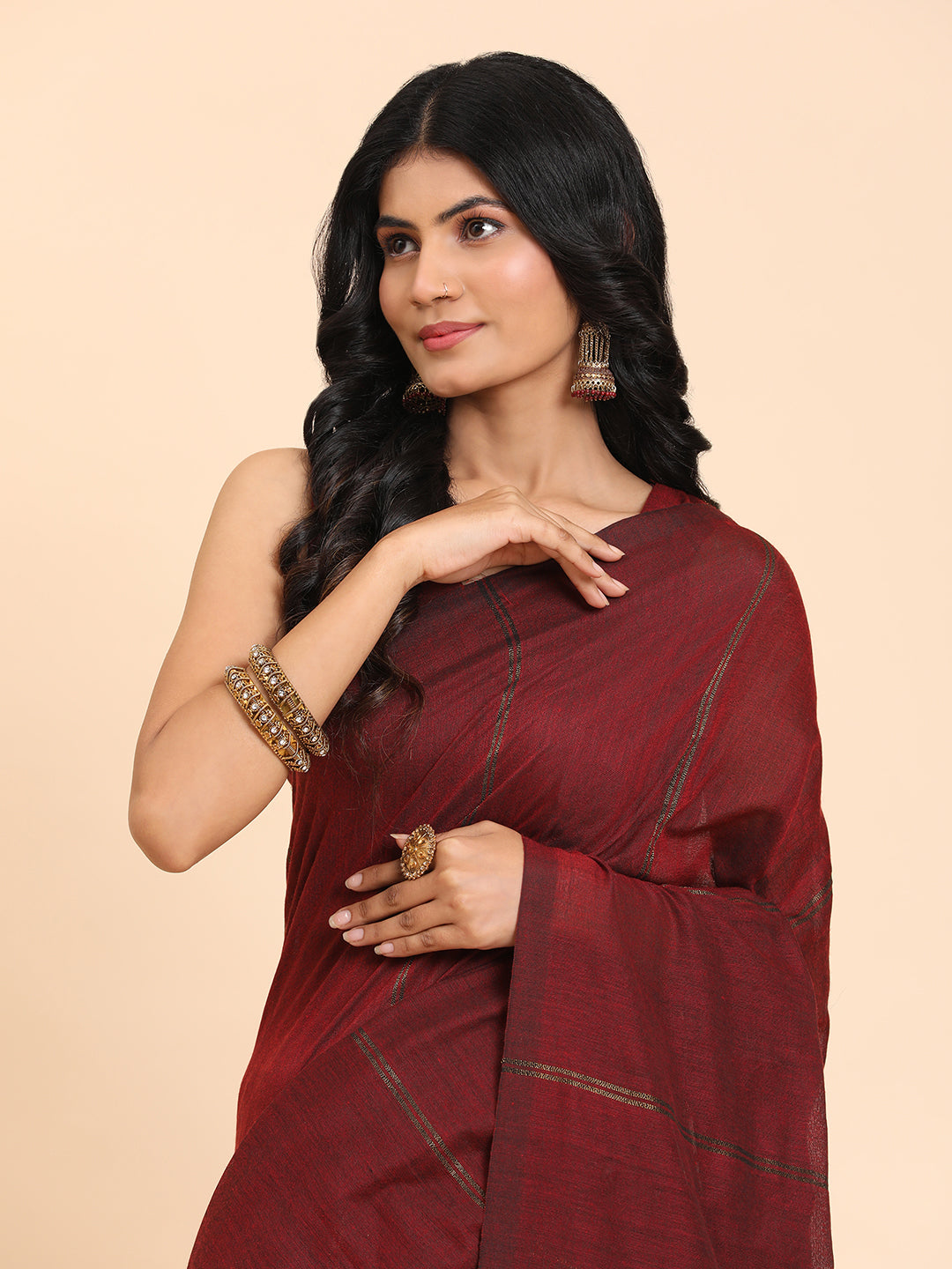 Handloom Cotton Zari Stripes Saree