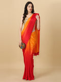 Womens Designer Red Ombre Sarwoski work Saree