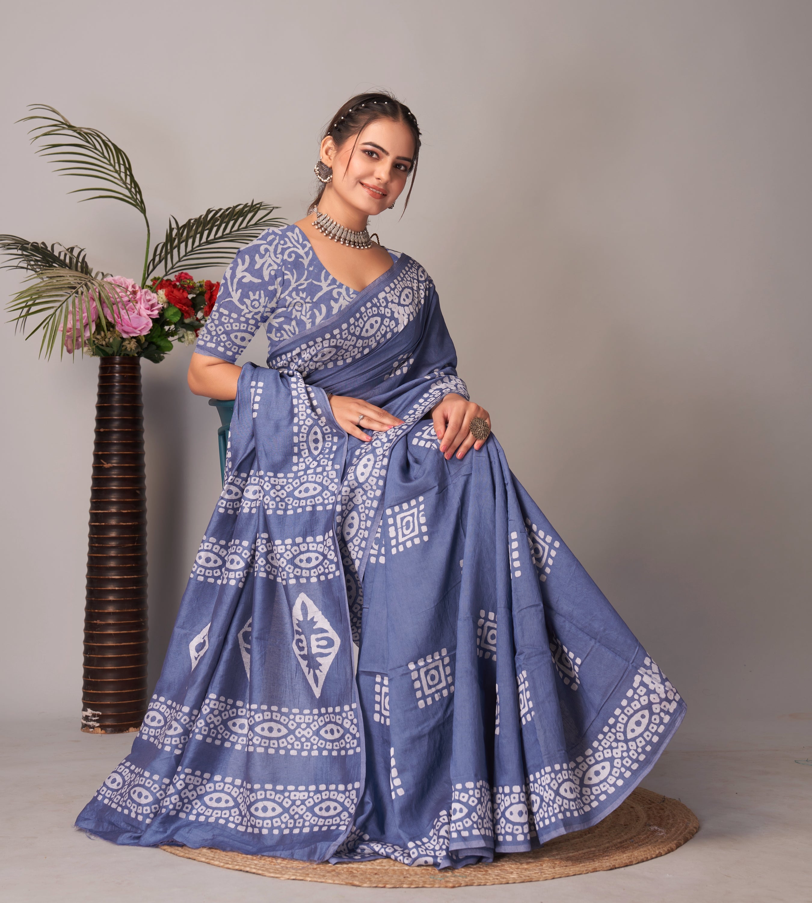 Pure Mul Cotton Shibori Print Saree