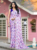 Pure Chinon Floral Printed Sequence Embroidery Saree