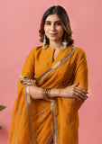 Womens Designer Crunchy Silk Chiffon Embroidery Saree