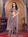 Womens Designer Crush Silk lace saree with Embroidery Blouse