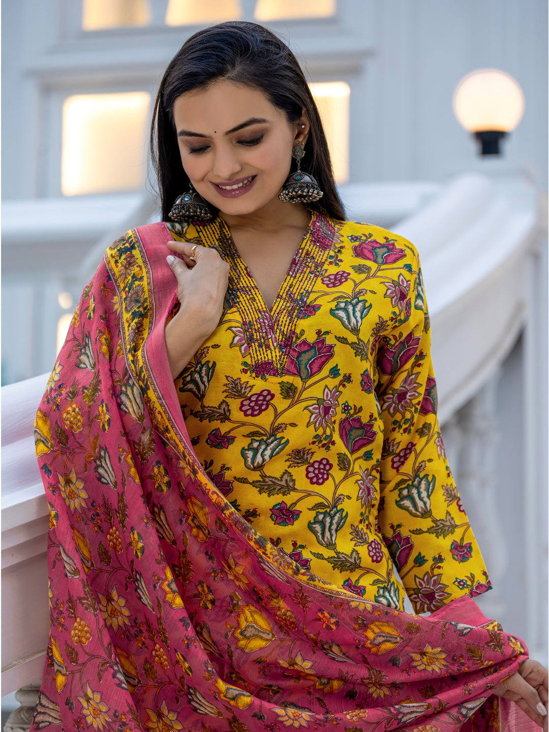 Womens Embroidered Kurti Pant with Dupatta