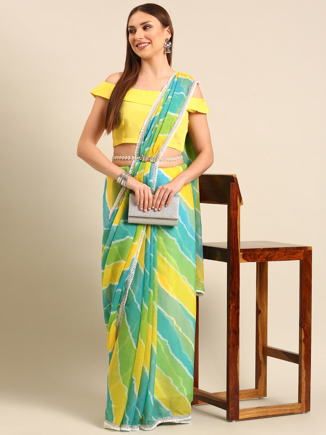 Womens Designer Printed Leheriya Saree