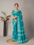 Womens Pure Mul Cotton Batik Print Rama Saree