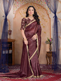 Womens Designer Crush Silk lace saree with Embroidery Blouse