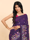 Pure Handloom Cotton Floral Embroidery Saree