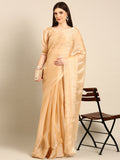 Womens Designer Solid Golden Saree