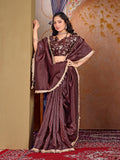 Womens Designer Crush Silk lace saree with Embroidery Blouse