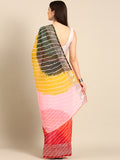 Womens Pure Georgette Multicolour Leheriya Gotta Saree