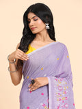 Pure Handloom Cotton Floral Embroidery Saree
