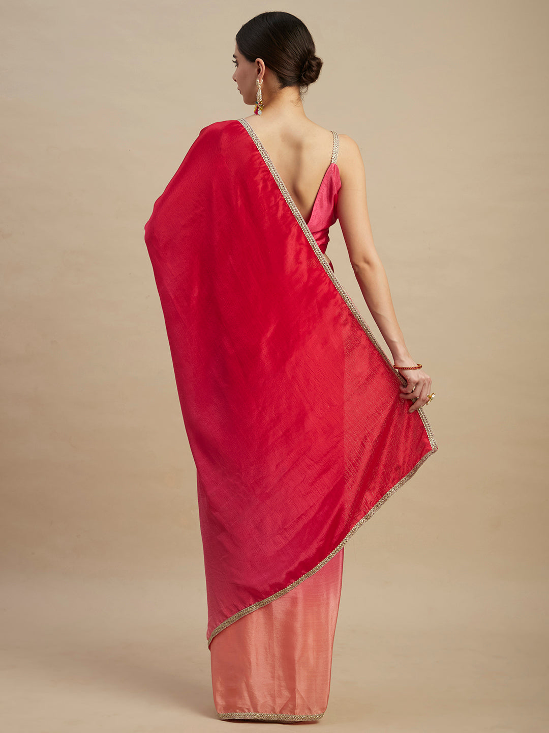 Womens Designer Ombre Shaded Chinon Saree