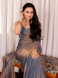Pure two tone Fendi Chiffon Lace Embroidery Saree