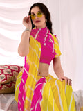 Womens Traditional Leheriya Saree With Handwork Butti