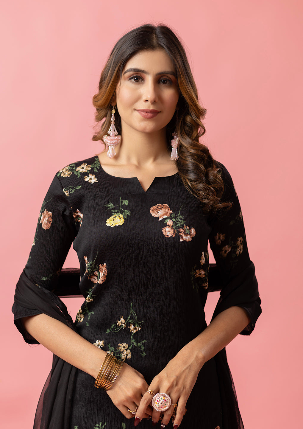 Womens Embroidered Kurti Pant with Dupatta