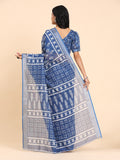 Floral Printed Zari Linen Saree