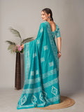 Womens Pure Mul Cotton Batik Print Rama Saree