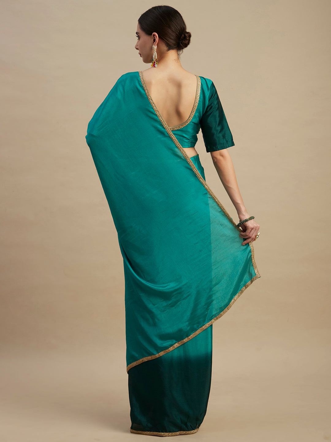 Womens Designer Ombre Shaded Chinon Saree