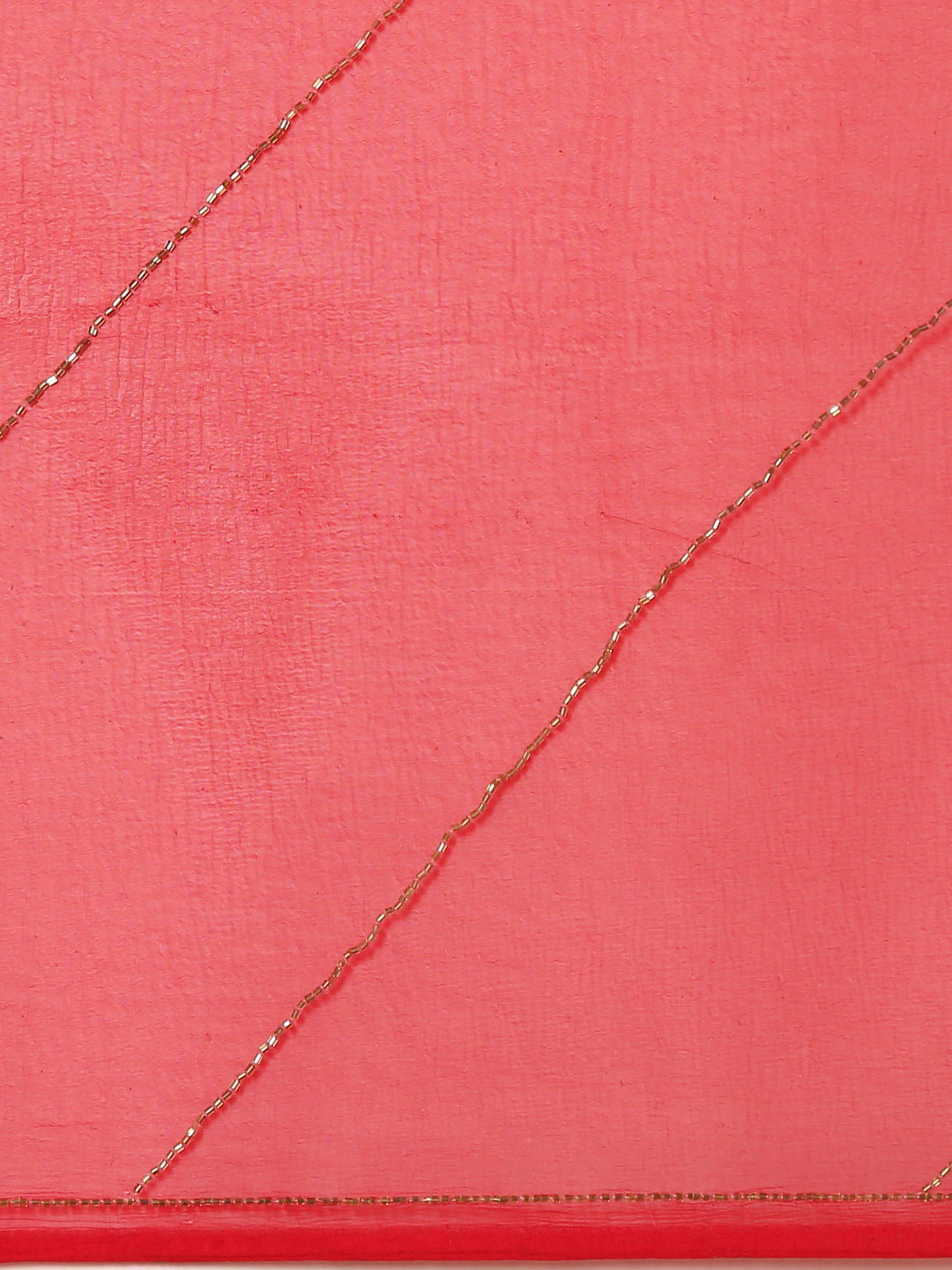 Pure Chiffon Cutdana Handwork Red Saree