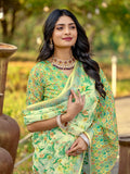Womens Pure linen printed Saree