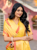 Pure Cotton Handloom Temple Border Saree