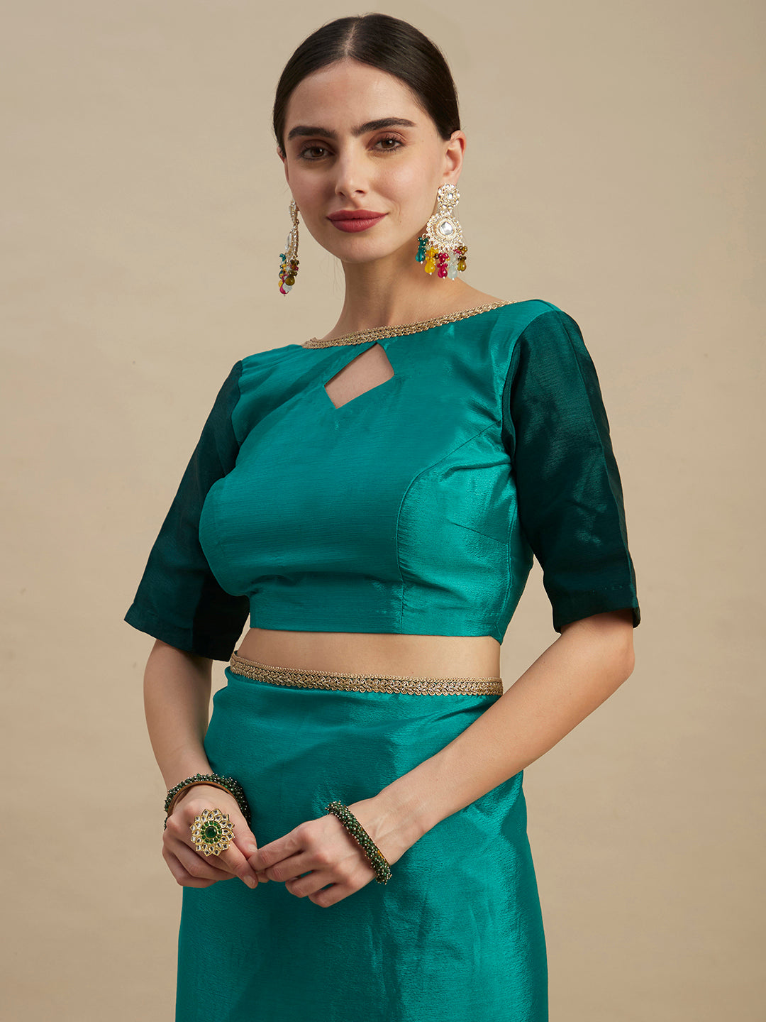 Womens Designer Ombre Shaded Chinon Saree