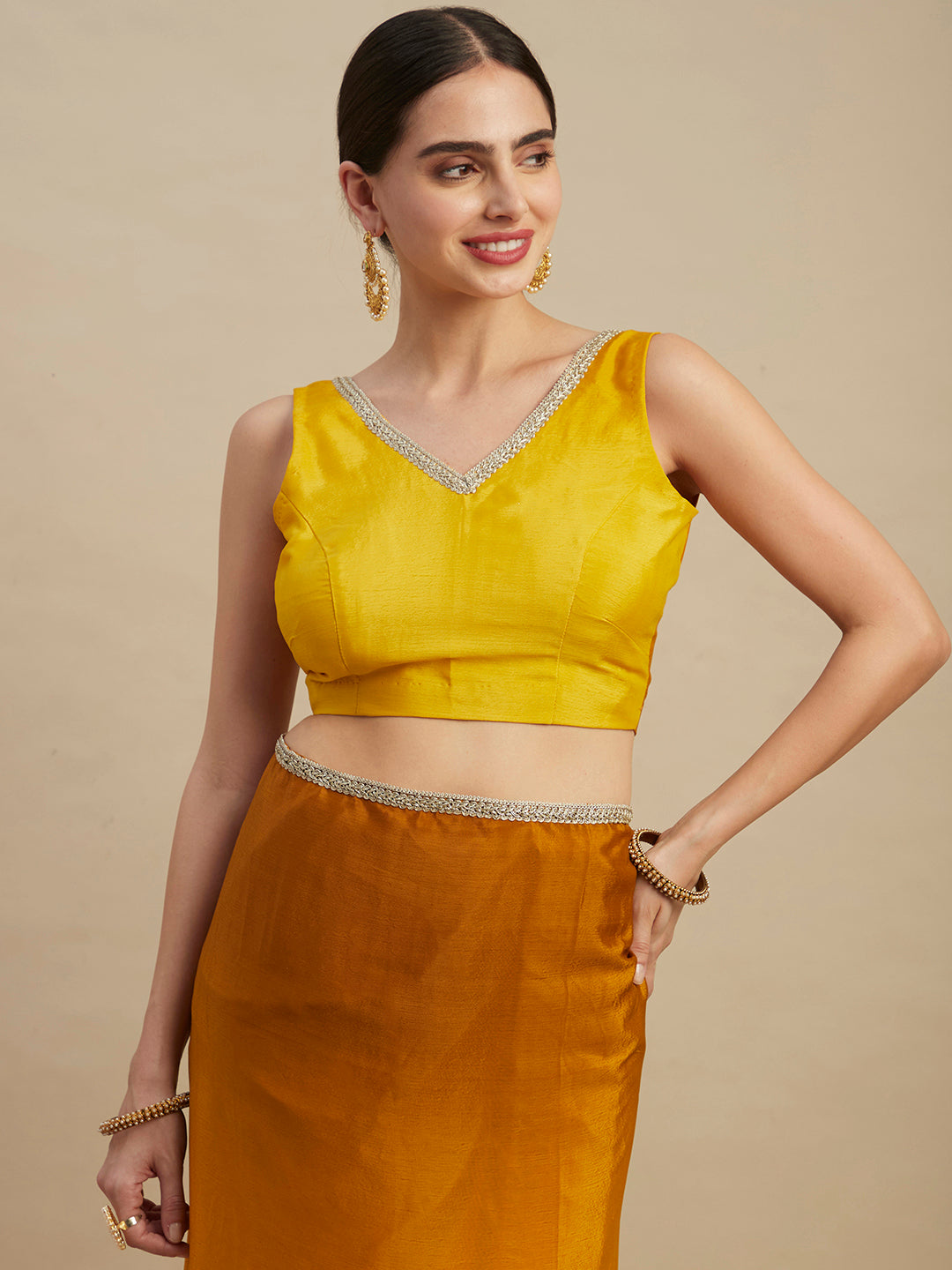 Womens Designer Ombre Shaded Chinon Saree
