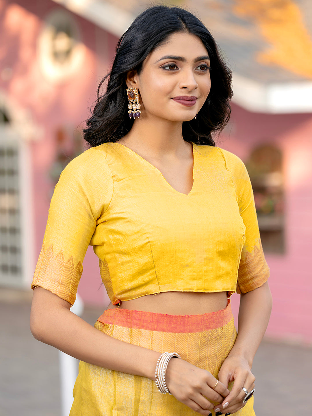 Pure Cotton Handloom Temple Border Saree