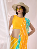 Womens Traditional Leheriya Saree With Handwork Butti