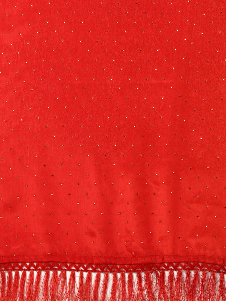 Womens Designer Red Ombre Sarwoski work Saree