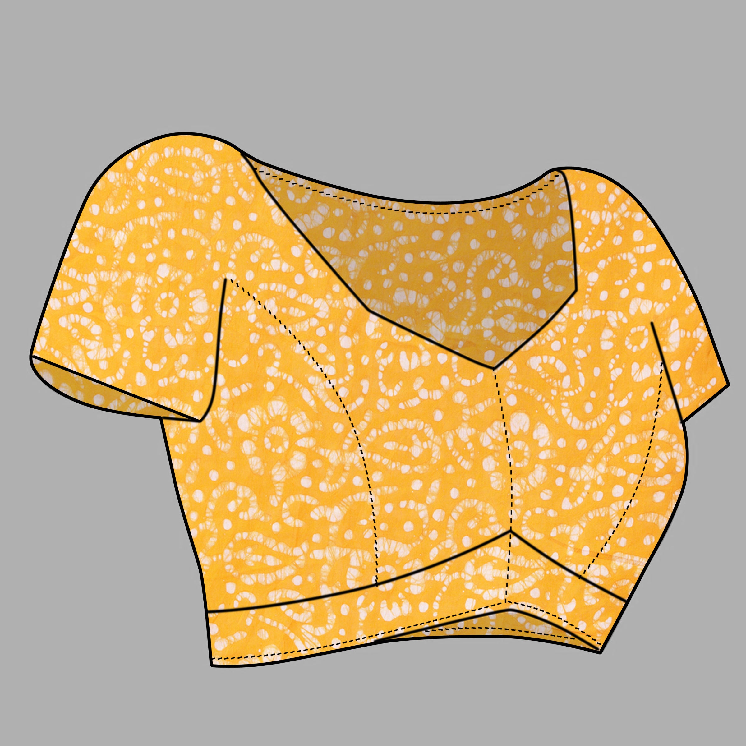 Womens Pure Mul Cotton Batik Print Wine Batik Mango Yellow Saree