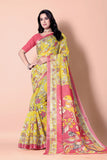 Kalamkari Printed Zari Linen Saree