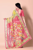 Kalamkari Printed Zari Linen Saree