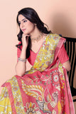 Kalamkari Printed Zari Linen Saree